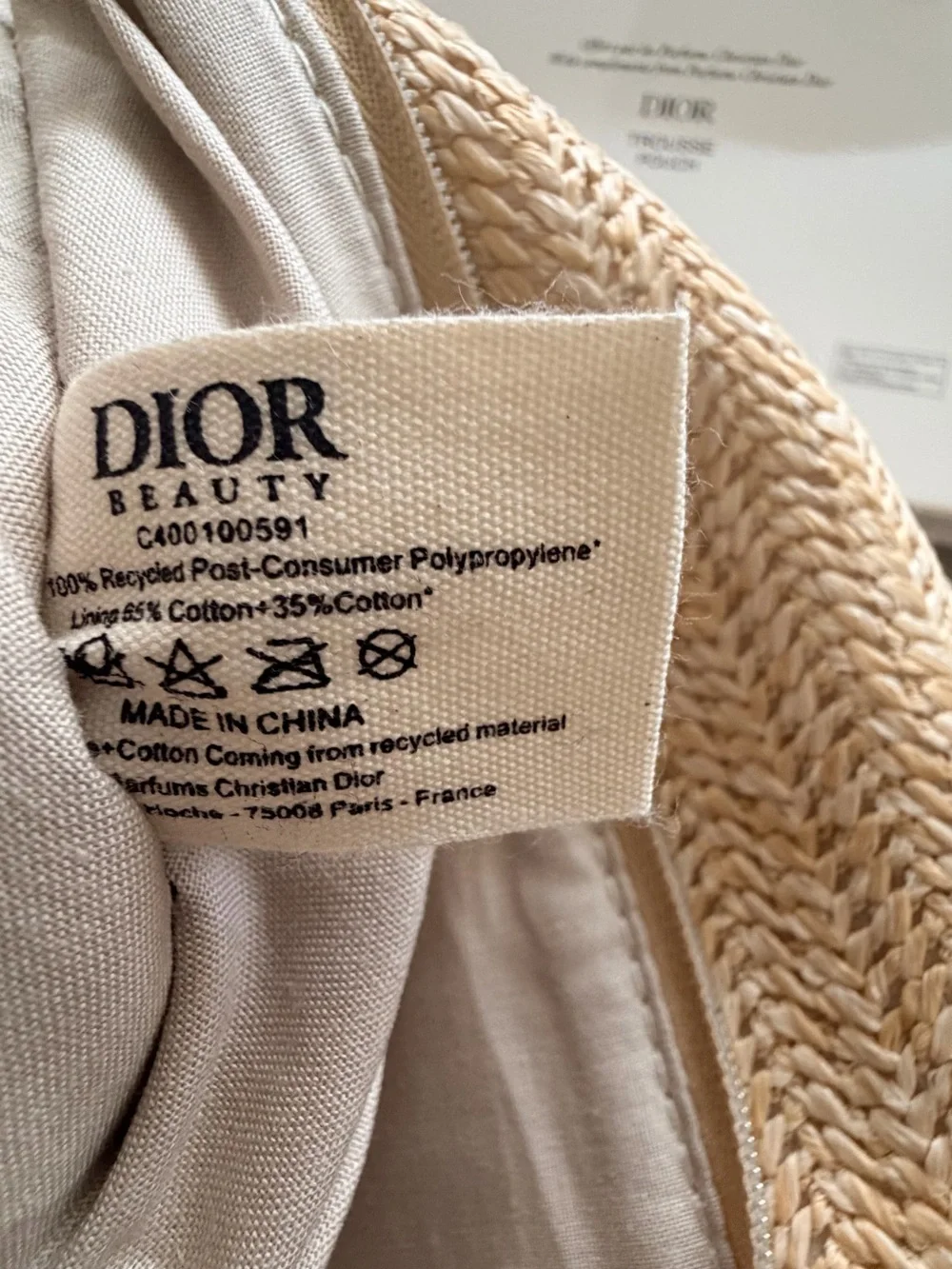 DIOR Natural Raffia Foldover Clutch - Beige